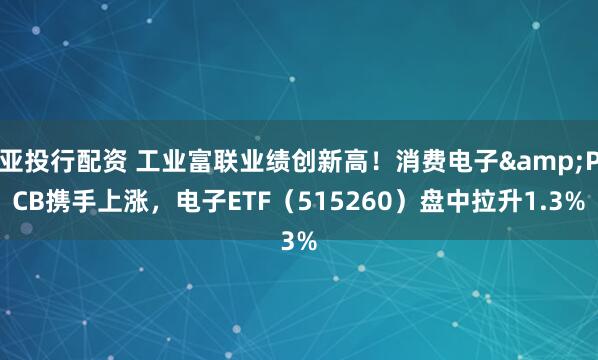 亚投行配资 工业富联业绩创新高！消费电子&PCB携手上涨，电子ETF（515260）盘中拉升1.3%